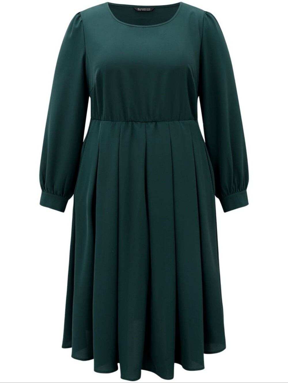 Bloomchic Static-Free Plain Pleated Pocket Dress, Dark Green, 2X, BNWT - Picture 7 of 11